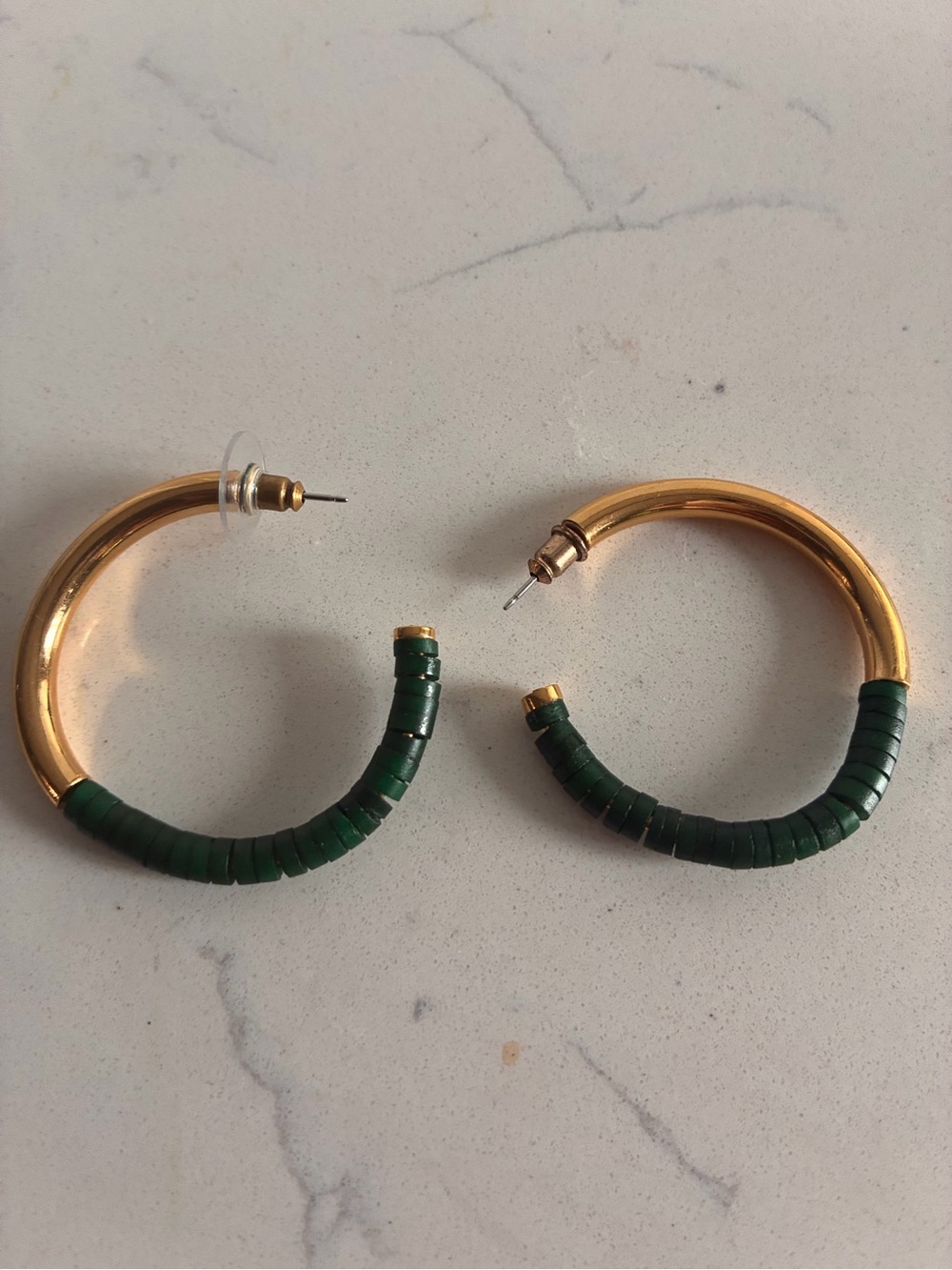 SOKO Gold Hoops with Emerald Green Horn Wrap